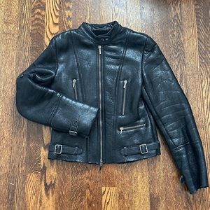 100% Genuine Lambskin Shearling Bomber -Made in Italy